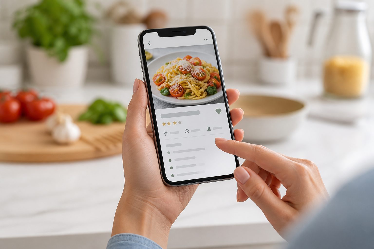 Home cook capturing a recipe screenshot with Kyura